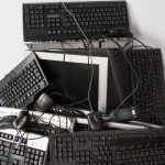 a pile of electronic staff